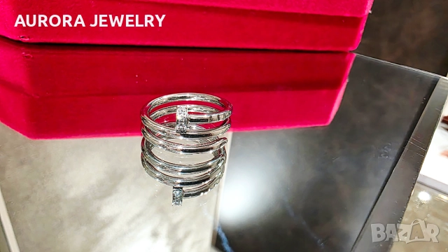 CARTIER Nail Juste un Clou Double White Gold Diamonds Пръстен Пирон