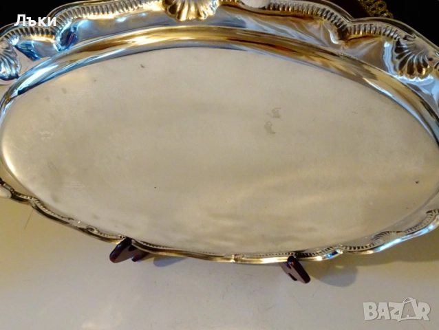 Викториански посребрен поднос JOHN'S silver Plate. , снимка 11 - Антикварни и старинни предмети - 52282277