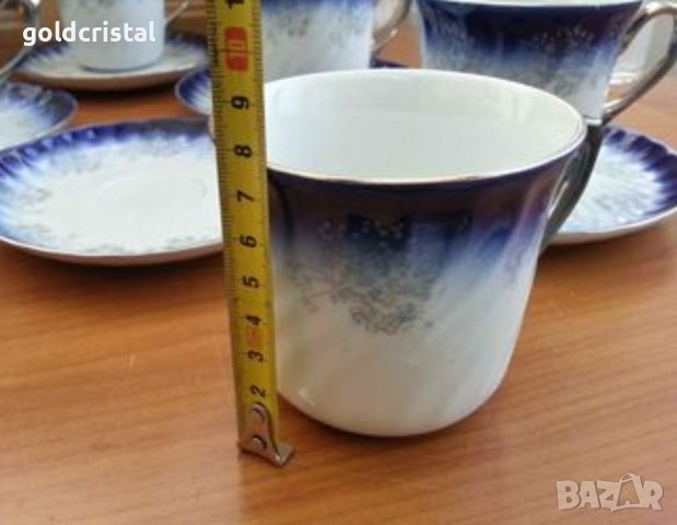 Порцеланов сервиз за чай кобалт и сребро , снимка 4 - Антикварни и старинни предмети - 43187696