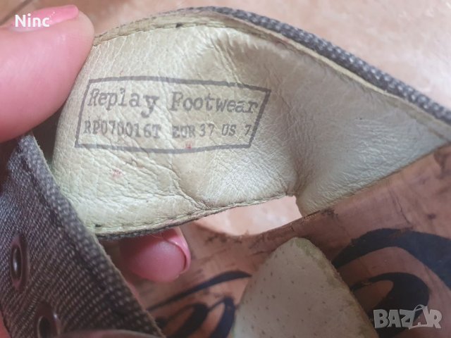 Дамски сиви чехли Replay 37, снимка 5 - Дамски обувки на ток - 33017259