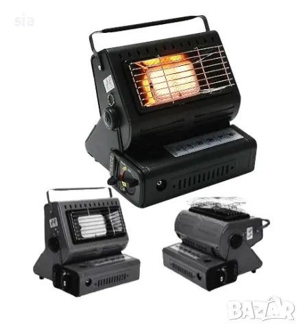 Газова котлон + печка, Пиезо запалване, 2 в 1, Черен цвят