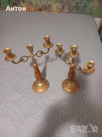 Свещници от месинг и дърво. Свещници от месинг. 