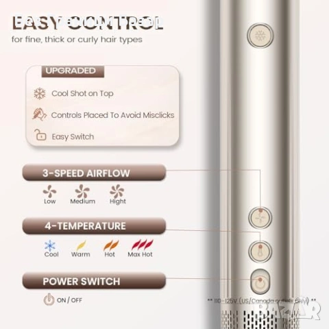 Нов сешоар 5 в 1 въздушен стайлер 110000RPM коса къдрици обем йони 500M, снимка 6 - Други - 53566063