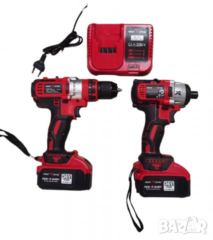 2в1 Комплект Акумулаторен Импакт Гайковерт и Безжичен Винтоверт 36V 8,0AH KRAFT ROYAL , снимка 2 - Винтоверти - 39605393