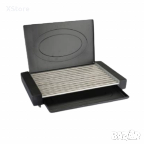 Скара с капак Rosberg R51015M, 1800W, 12 тръбни ребра, плот за готвене 35x22 см, тавичка за мазнина