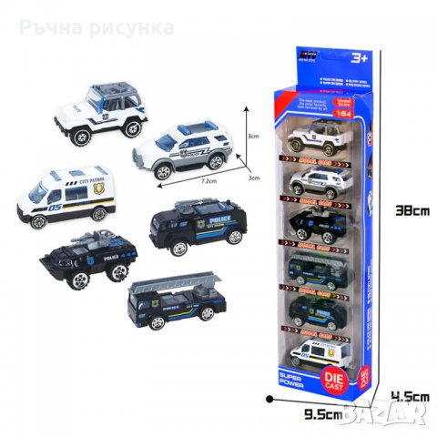 Комплект коли "POLICE" 1:64 /6 броя/, снимка 1 - Коли, камиони, мотори, писти - 38856404