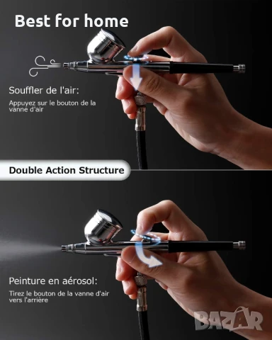 Комплект за аерограф Oasser с регулируемо налягане за моделиране, козметика, стилизиране, боядисване, снимка 7 - Други инструменти - 51052121