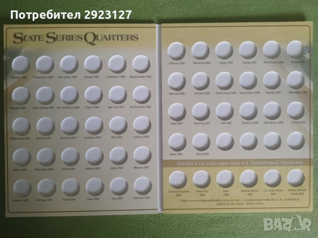 ЧИСТО НОВ АЛБУМ "50-те АМЕРИКАНСКИ ЩАТА" /виж описанието/, снимка 3 - Нумизматика и бонистика - 51393388