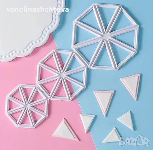 Триъгълник триъгълници различни размери резци резец фондан декорация торта мъфини, снимка 3 - Други - 52874482