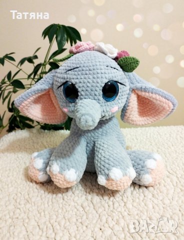 Плюшена плетена играчка слонче