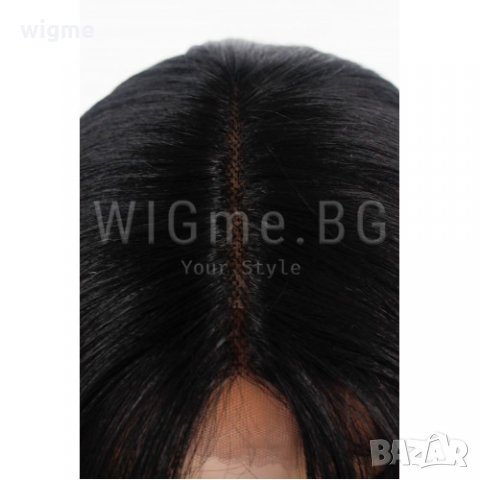 Къса черна права лейс фронт перука на каре Аманда, снимка 4 - Аксесоари за коса - 34835945