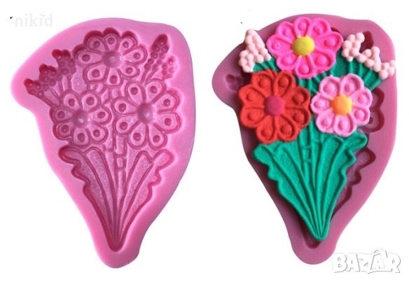 3 маргаритки букет силиконов молд форма за декорация торта фондан шоколад и др