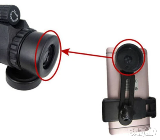 К-т 3-в-1 ТЕЛЕСКОП 40x60 с Компас и Принадлежности Трипод Адаптер Стойка за Камера Смартфон БАРТЕР, снимка 4 - Селфи стикове, аксесоари - 51099229