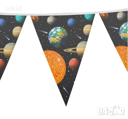 Космос Планети Парти Гирлянд Знаменца Флаг Банер рожден ден