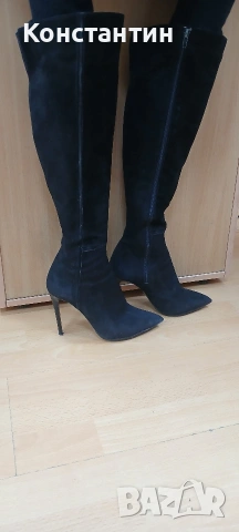 Велурени ботуши, снимка 2 - Дамски боти - 53440295