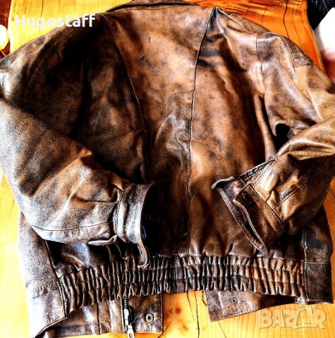 Винтидж марково оригинално cafe racer Моторджиско дебела кожа бомбър пилотско Camel Л/Хл , снимка 9 - Якета - 43352442