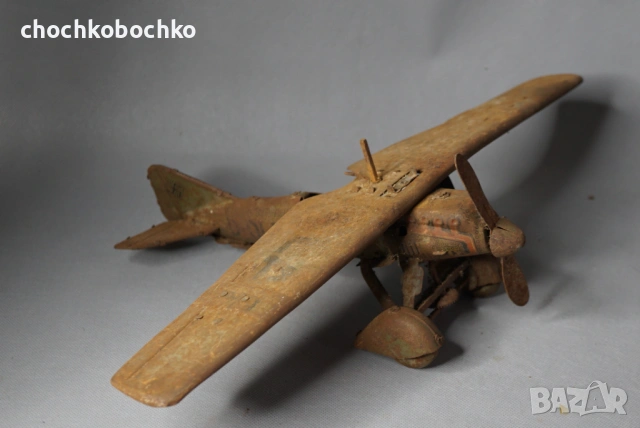 Стара Немска метална механична играчка модел самолет, снимка 2 - Колекции - 53190911