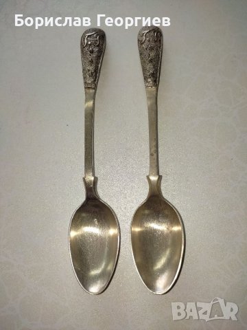 Две стари сребърни лъжички, снимка 2 - Колекции - 40480588