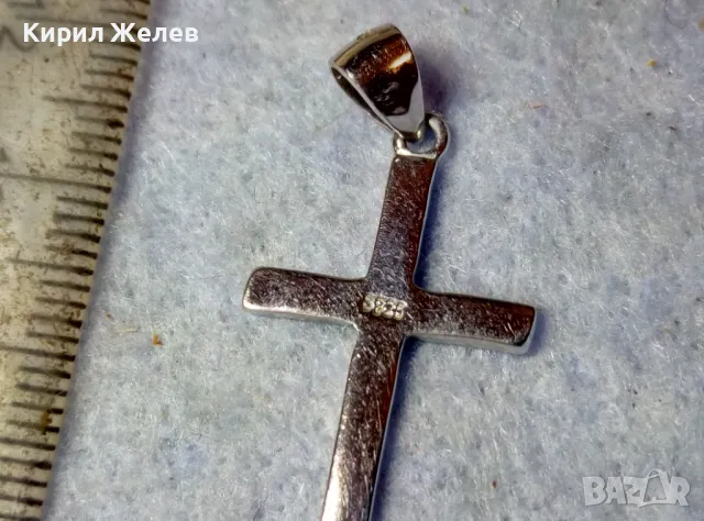 СТИЛЕН СРЕБЪРЕН КРЪСТ РОДИРАНО СРЕБРО S925 ПРОБА НАГРЪДНО КРЪСТЧЕ 36516, снимка 4 - Колиета, медальони, синджири - 48953867