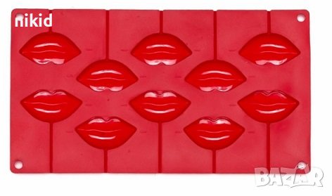 10 устни уста силиконов молд форма за направа на близалки на клечка декор торта фондан, снимка 2 - Форми - 39784317