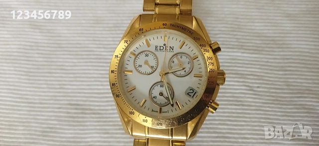 Кварцов мъжки Швейцарски часовник, работещи всички стрелки, бял циферблат