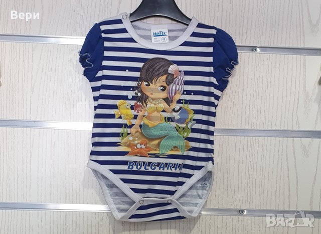 Ново бебешко моряшко боди с трансферен печат Русалка, 3-6 месеца