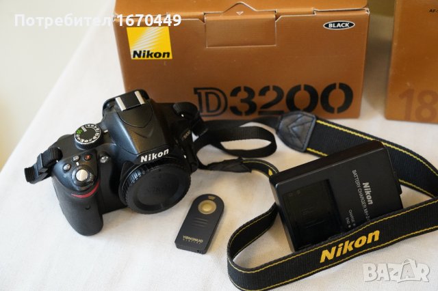 Фотоапарат DSLR Nikon D3200 + обектив Nikkor 18-105, снимка 3 - Фотоапарати - 39527756