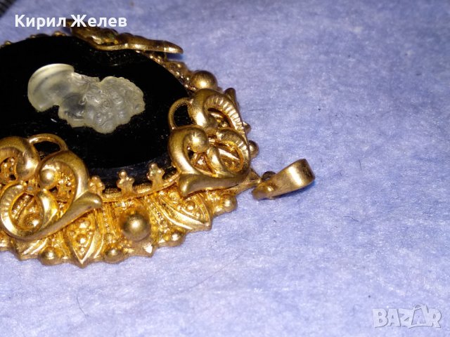 СТАРИННА ПОЗЛАТЕНА БРОНЗОВА КАМЕЯ ВИКТОРИАНСКИ СТИЛ ЮВЕЛИРНА РЪЧНА ИЗРАБОТКА РЕТРО БИЖУ 36462, снимка 9 - Антикварни и старинни предмети - 39944929