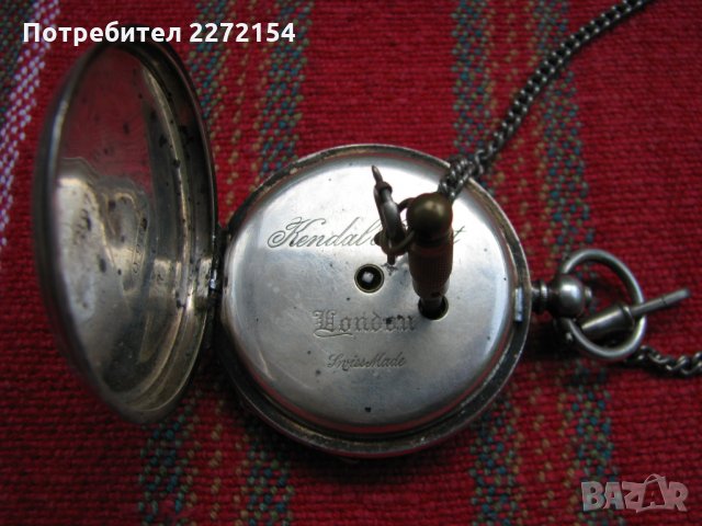 Сребърен джобен часовник Kendal & Dent , снимка 2 - Антикварни и старинни предмети - 32573185