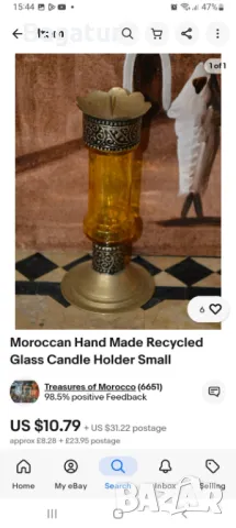 Стъкло и метал,свещник,посребрен Мароко,Ррр,, снимка 8 - Други - 48490327