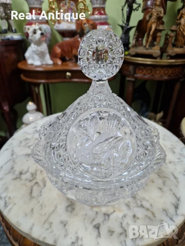 Страхотна антикварна колекционерска немска кристална бомбониера , снимка 2 - Антикварни и старинни предмети - 51008999