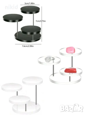 Акрилна стойка поставка стенд дисплей поднос плато въртяща 3 нива за десерти мъфини кексчета торта, снимка 3 - Прибори за хранене, готвене и сервиране - 35395934