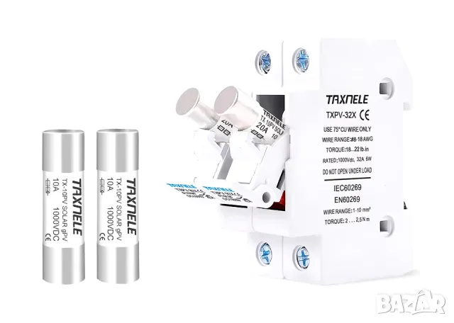 Стопяем предпазител за постоянен ток 1000V DC PV Solar Fuse 10*38MM 30A, снимка 13 - Друга електроника - 48334631