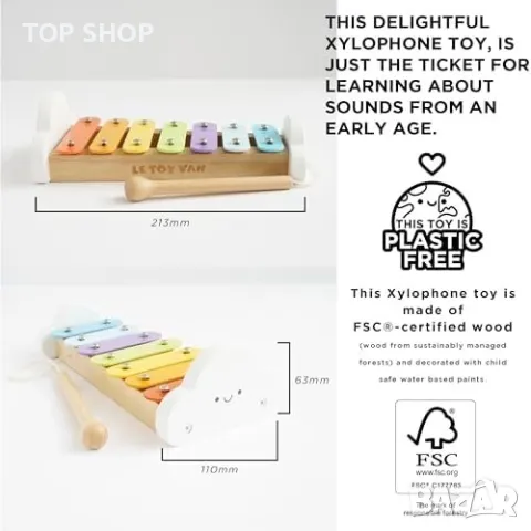 Нова Цветна Дървена Музикална Играчка за Деца 18+ Месеца - Образователна, снимка 6 - Музикални играчки - 49239129