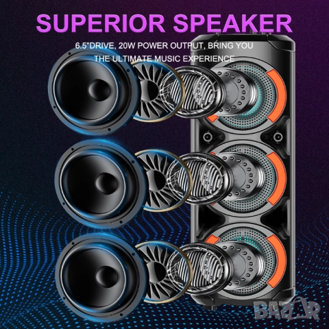 Bluetooth високоговорител ZQS 8230 с микрофон 20W x 2 батерия 4500Mah, USB, AUX и TF карта, снимка 3 - Bluetooth тонколони - 52450966