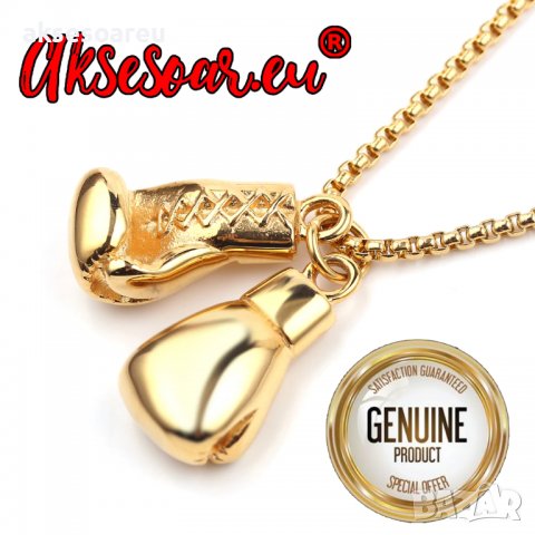 Синджир с висулка 2 мини боксови ръкавици колие хип-хоп верига спортни фитнес аксесоари бижута колие, снимка 4 - Колиета, медальони, синджири - 38283271