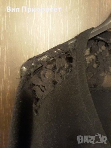 Черна жилетка плетиво + коприна , ефектен стайлинг, дантелени сегментина гърба зад врата и на рамене, снимка 5 - Жилетки - 37456400