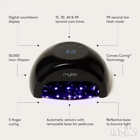 Mylee Grande LED лампа за изсушаване на гел лак за нокти, снимка 2 - Продукти за маникюр - 48163958