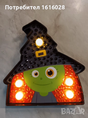 Светеща лампа - Диаментен гоблен Тиква и Хелуин., снимка 11 - Настолни лампи - 43587359
