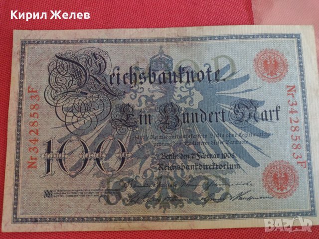 Райх банкнота 100 марки 1908г. Германия рядка за колекционери 28300