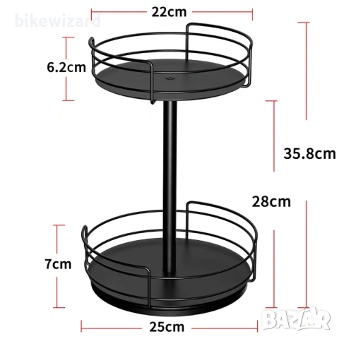 ZDDLOINP Въртящ се органайзер за подправки на 360° – черен НОВ, снимка 3 - Аксесоари за кухня - 53158178