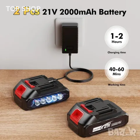 Мини верижен трион Seesii 8 инча, с автоматично масло, 2 бр. 2000mAh батерии, снимка 4 - Градинска техника - 49937976