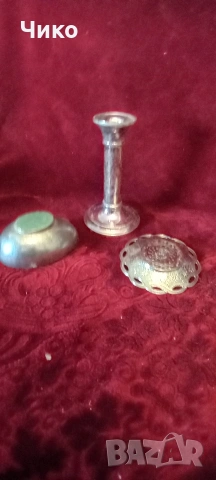 малки посребрени съдчета и свещник, снимка 7 - Антикварни и старинни предмети - 53141105