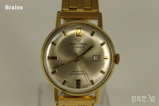 1960's SANTIMA Швейцарски Позлатен Часовник НОВ, снимка 4 - Мъжки - 51798369