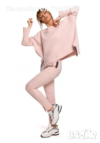 Спортно-елегантен дамски панталон в розов цвят M493 MOE, снимка 4 - Панталони - 47764562