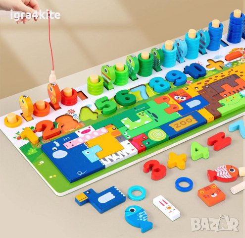 интерактивна дървена игра с магнитен риболов тетрис с животни, снимка 9 - Образователни игри - 38774025