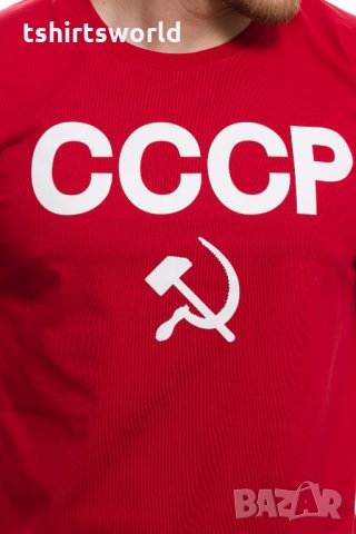 Нова червена мъжка тениска с трансферен печат СССР, Русия, снимка 2 - Тениски - 29038874