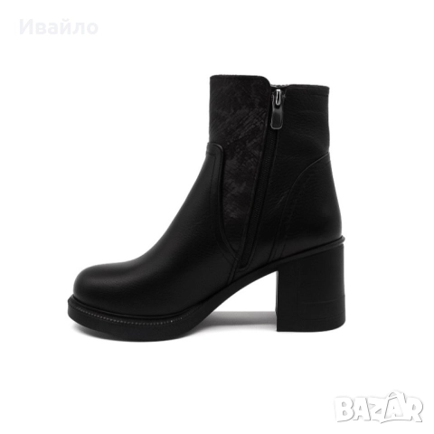 Дамски черни боти от естествена кожа на ток , снимка 6 - Дамски боти - 52229034