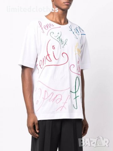 FENDI x Noel Fielding Embroidered Logo Мъжка Тениска size M и XXL