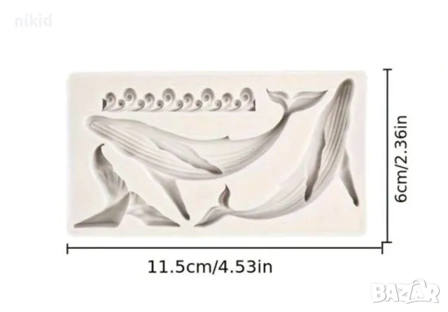 Кит Делфин Вълна Вълни море силиконов молд форма фондан шоколад декор , снимка 3 - Форми - 48045295